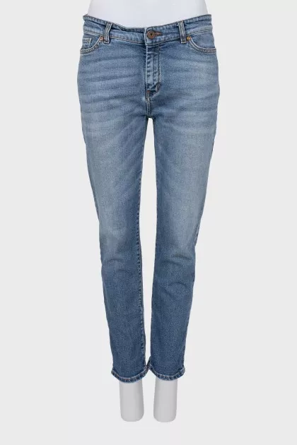 Blue cropped skinny jeans