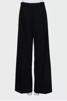 Wool palazzo trousers with creases