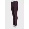 Purple jeans with shiny seams