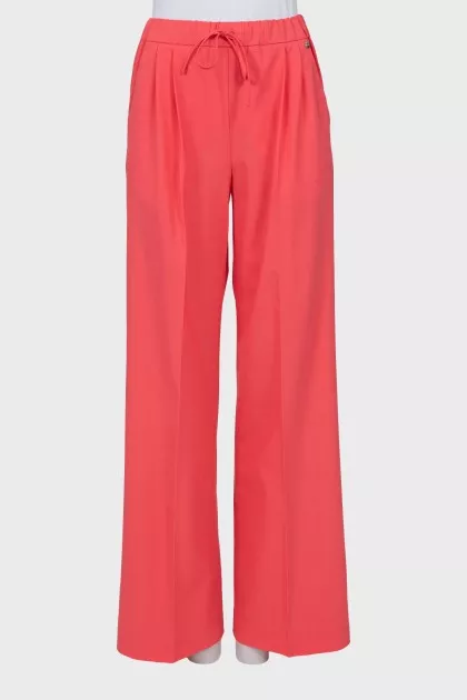Wool palazzo pants with drawstring