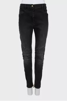 Джинсы скинни с золотистыми молниями