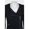 Jacket with leather sleeves and zipper