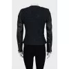 Jacket with leather sleeves and zipper