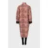 Printed wool wrap coat