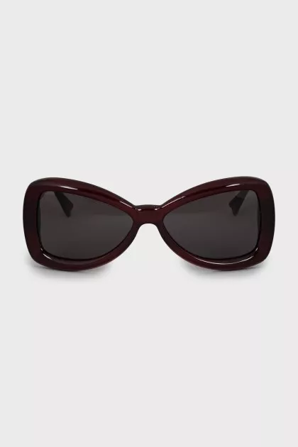 Red sunglasses with logo