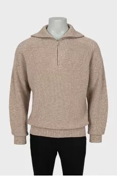 Men's wool sweater with zipper