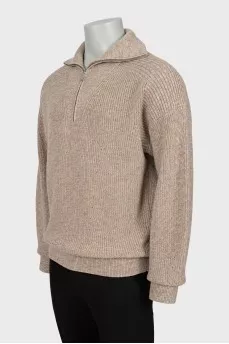 Men's wool sweater with zipper