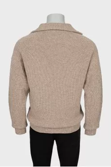 Men's wool sweater with zipper