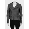 Grey leather biker jacket