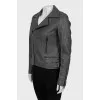 Grey leather biker jacket