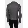 Grey leather biker jacket