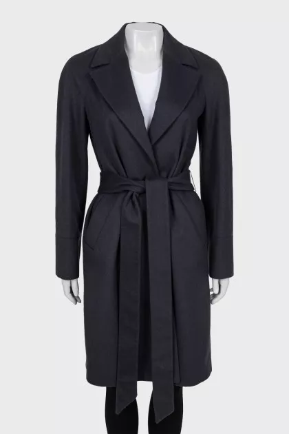 Wrap coat made of wool and cashmere