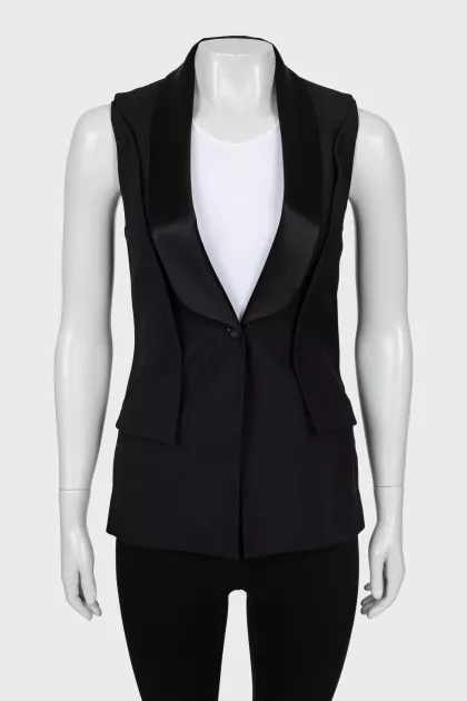 Black waistcoat with satin lapels