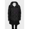 Quilted A-line down jacket in black