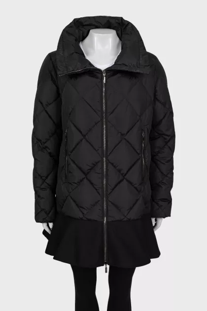 Quilted A-line down jacket in black