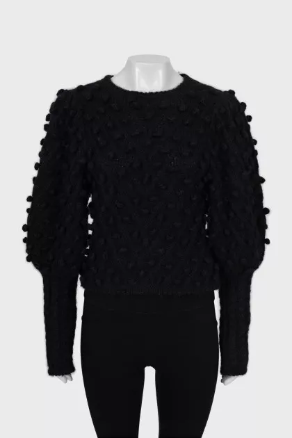 Cropped sweater with voluminous sleeves