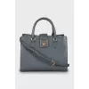 Grey leather crossbody bag