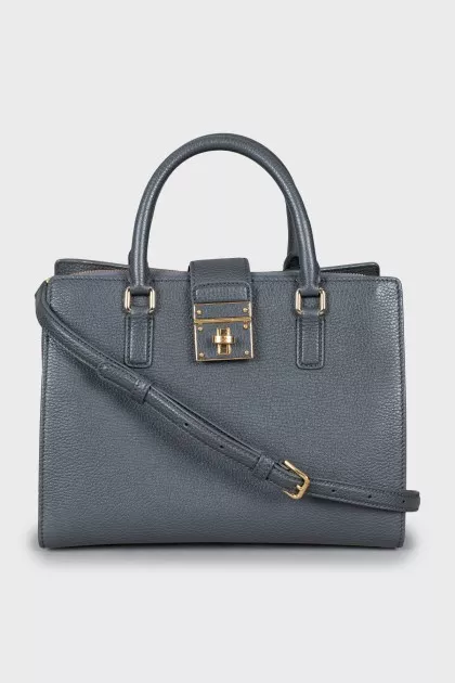Grey leather crossbody bag