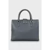 Grey leather crossbody bag