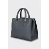 Grey leather crossbody bag
