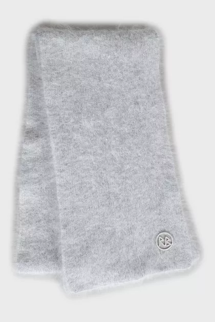 Gray scarf with long pile