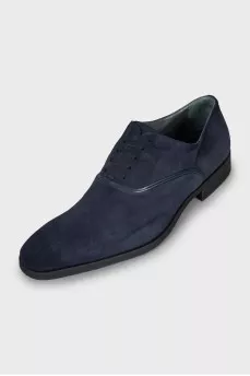 Мужские синие туфли из замши 