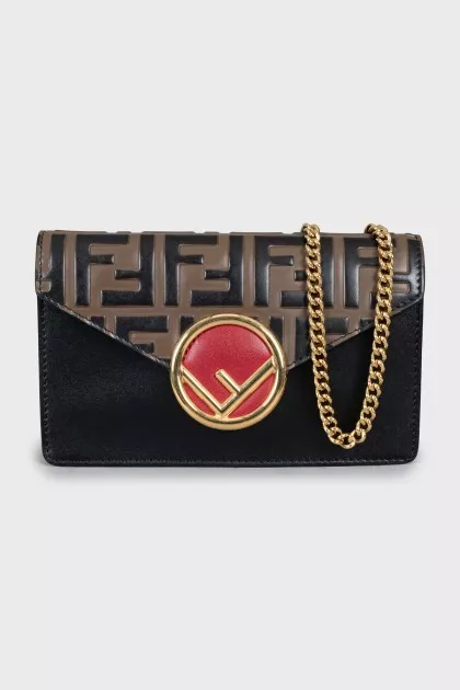 Leather bag with golden logo