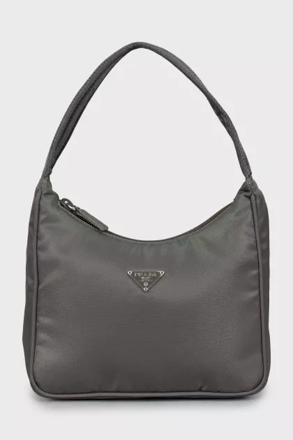 Textile shoulder bag with logo