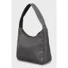 Textile shoulder bag with logo