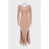 V-neck ribbed dress