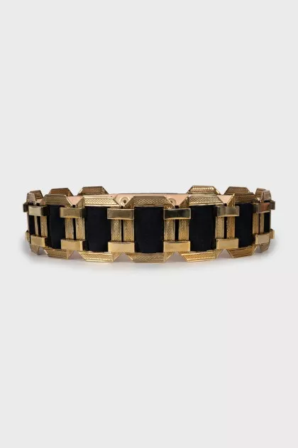 Suede belt with gold decor