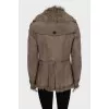 Brown double-breasted sheepskin coat