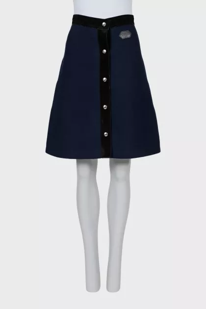 A-line skirt with suede inserts