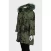 Wool parka with fox fur