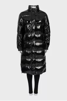 Patent leather straight cut down jacket