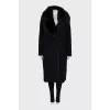 Wool coat with fur on the lapels