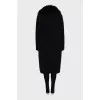 Wool coat with fur on the lapels