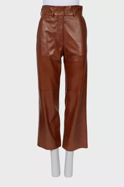 Cropped Leather Palazzo Pants