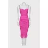 Dress with draping decorated with rhinestones