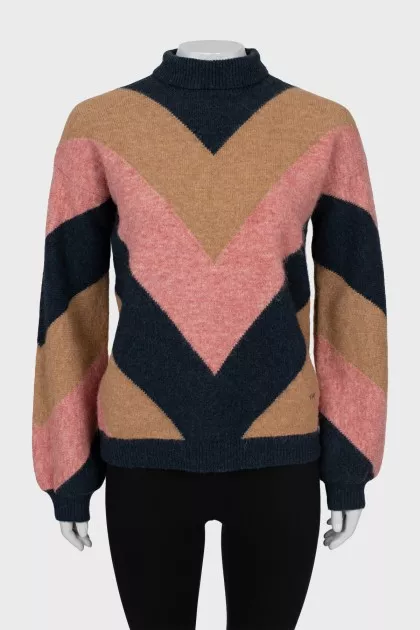Printed turtleneck sweater