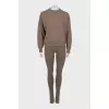 Knitted suit made of wool and alpaca