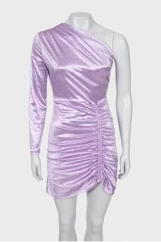 Dress with draping decorated with rhinestones