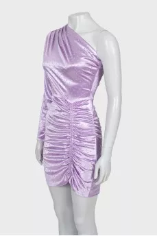 Dress with draping decorated with rhinestones