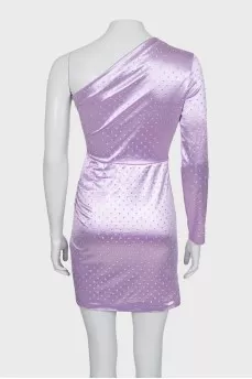 Dress with draping decorated with rhinestones