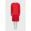 Sweatshirt dress with pleated hem