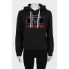 Straight cut hoodie with text print