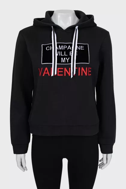 Straight cut hoodie with text print