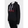 Straight cut hoodie with text print