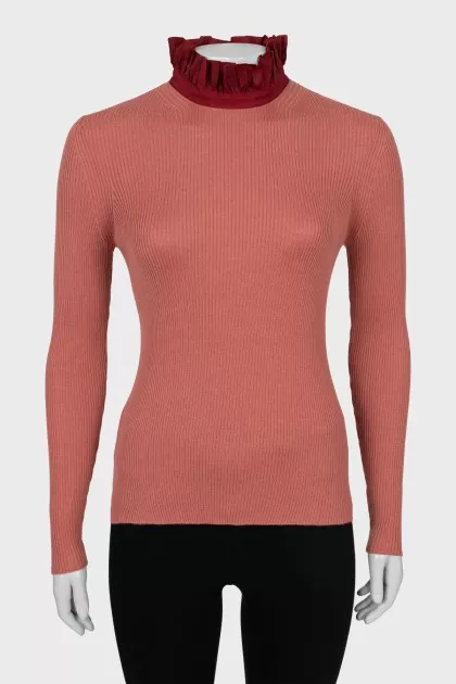 Cashmere and silk turtleneck with frills