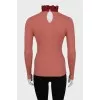 Cashmere and silk turtleneck with frills